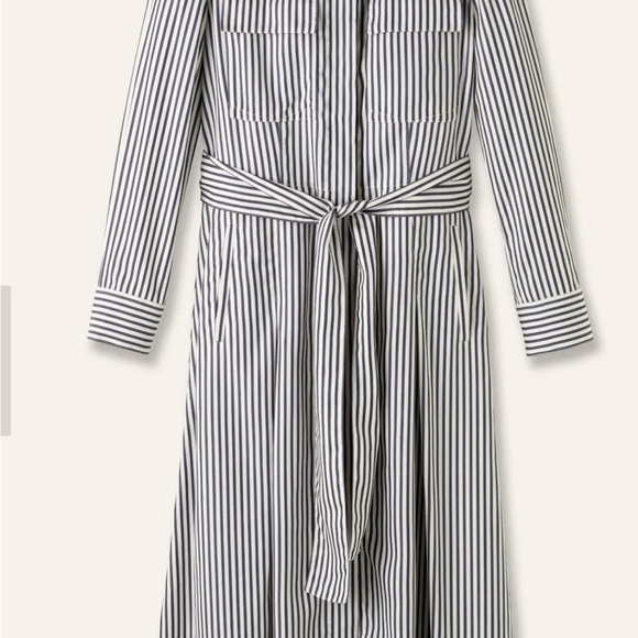 ME+EM Navy and Soft White Striped Maxi Shirt Dress - Picture 4 of 8